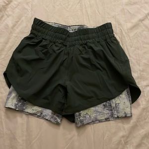 Discontinued Lululemon shorts in the color Smoked Spruce